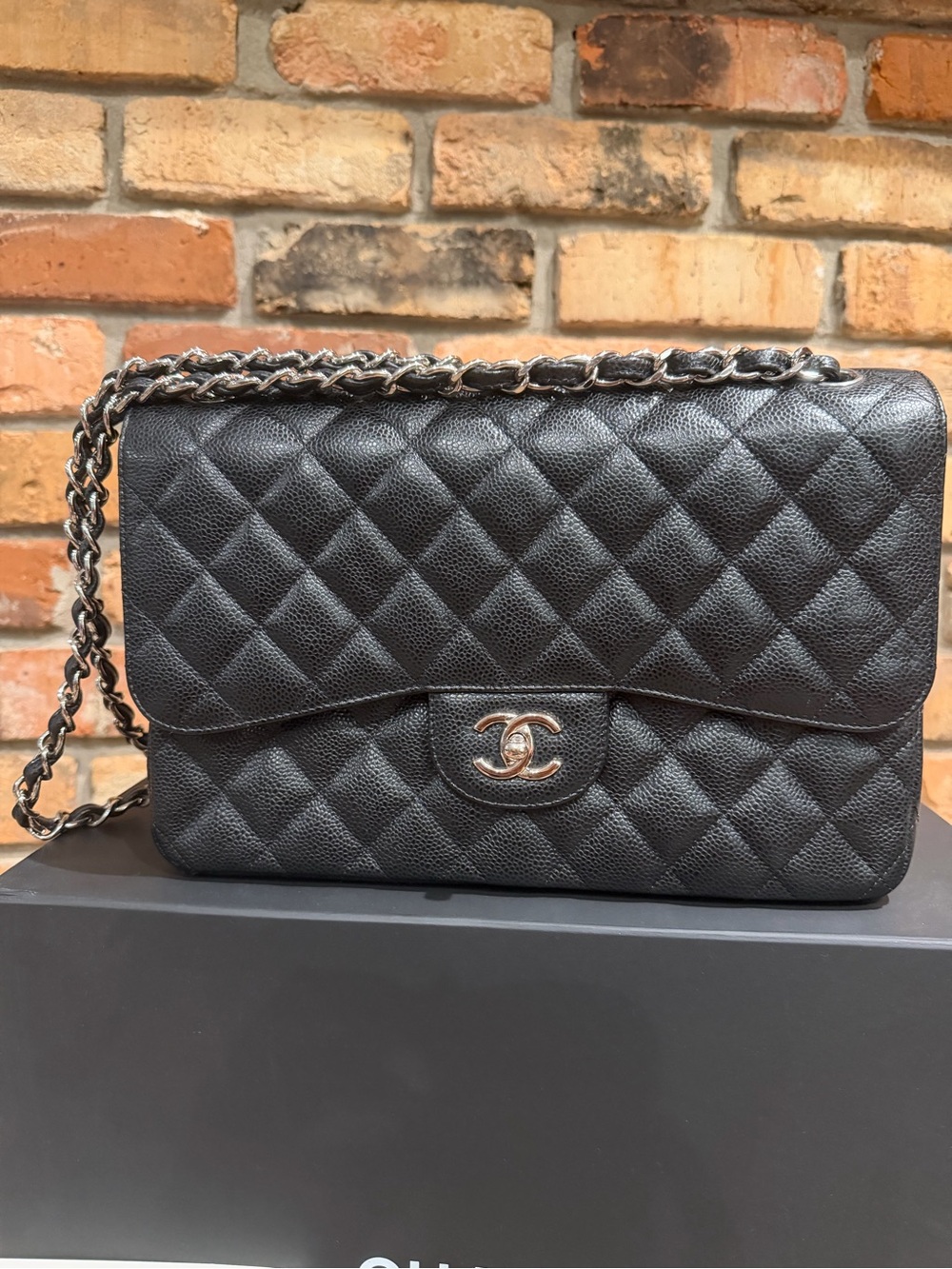 Chanel Quilted Caviar Leather Flap Bag in Black